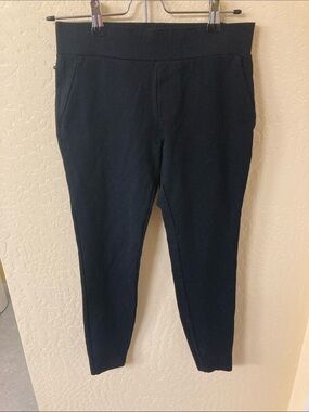 matty m ladies pull on dress pant Women's Slub Ponte Pants Navy Blue Tapered Legs NST The Slimming Seam At The Center Front Matty M Pants & Jumpsuits